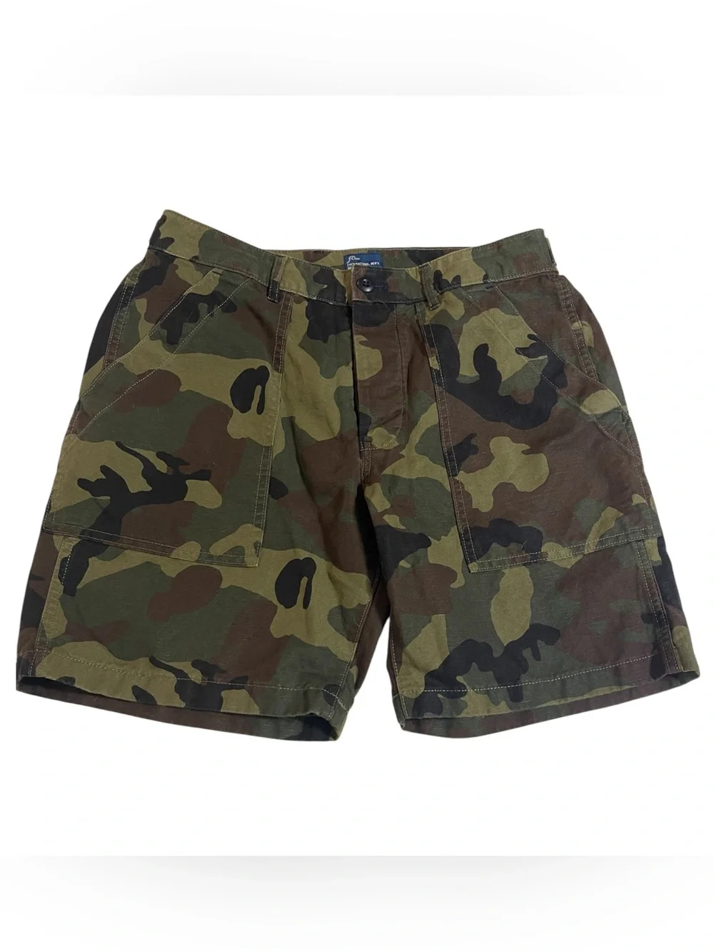 J. CREW CAMOUFLAGE CAMP SHORTS LINEN BLEND SZ 31 EUC